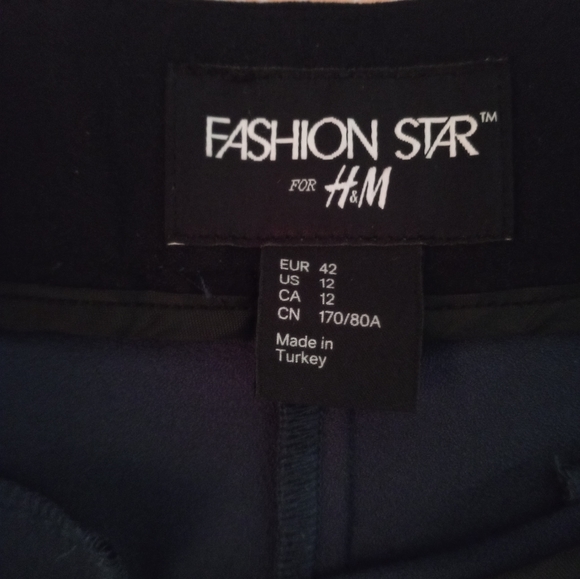 Wide Leg Tuxedo Pant H&M Size 12 Color Bluish Purple w Black Stripe - Picture 5 of 6